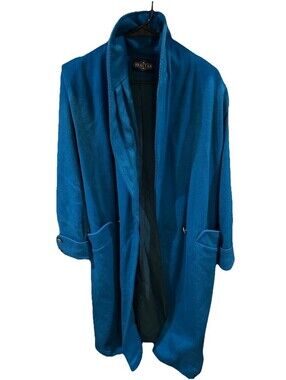 Vintage Braetan Wool Coat Womens 12 Hockanum Forstmann Teal Long